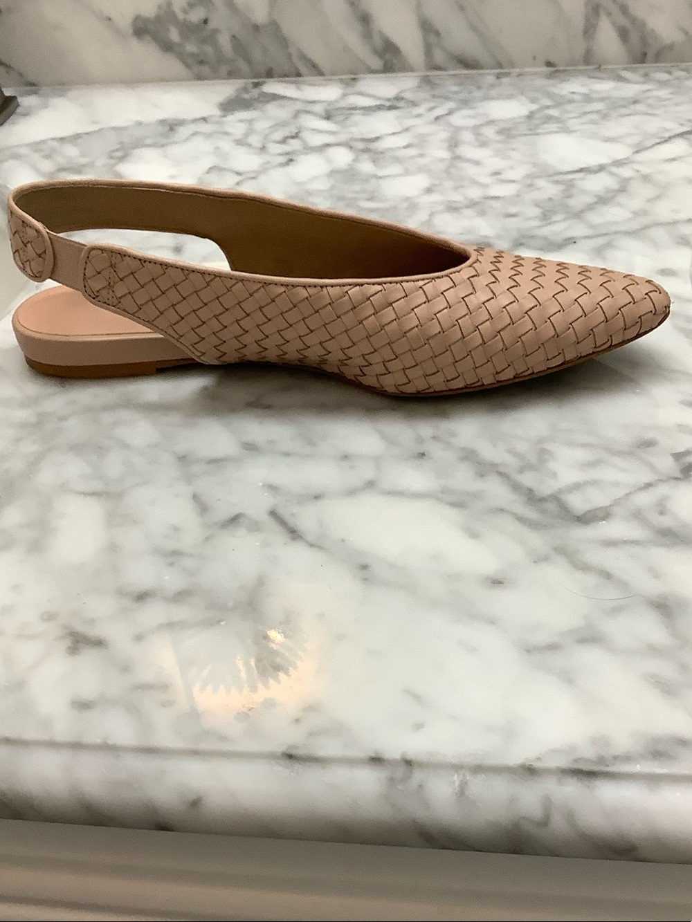 EVERLANE Woven Pointed Slingback Flats in Nude - Picture 7 of 8